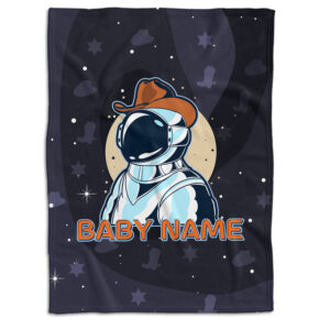 Baby Western Blankets, Cowboy Baby Blankets, Personalized Astronaut Baby Blankets for Boys Girls, Baby Boy Stuff, Custom Baby Blankets Name Fleece Blankets for Infant Newborn Son Daughte